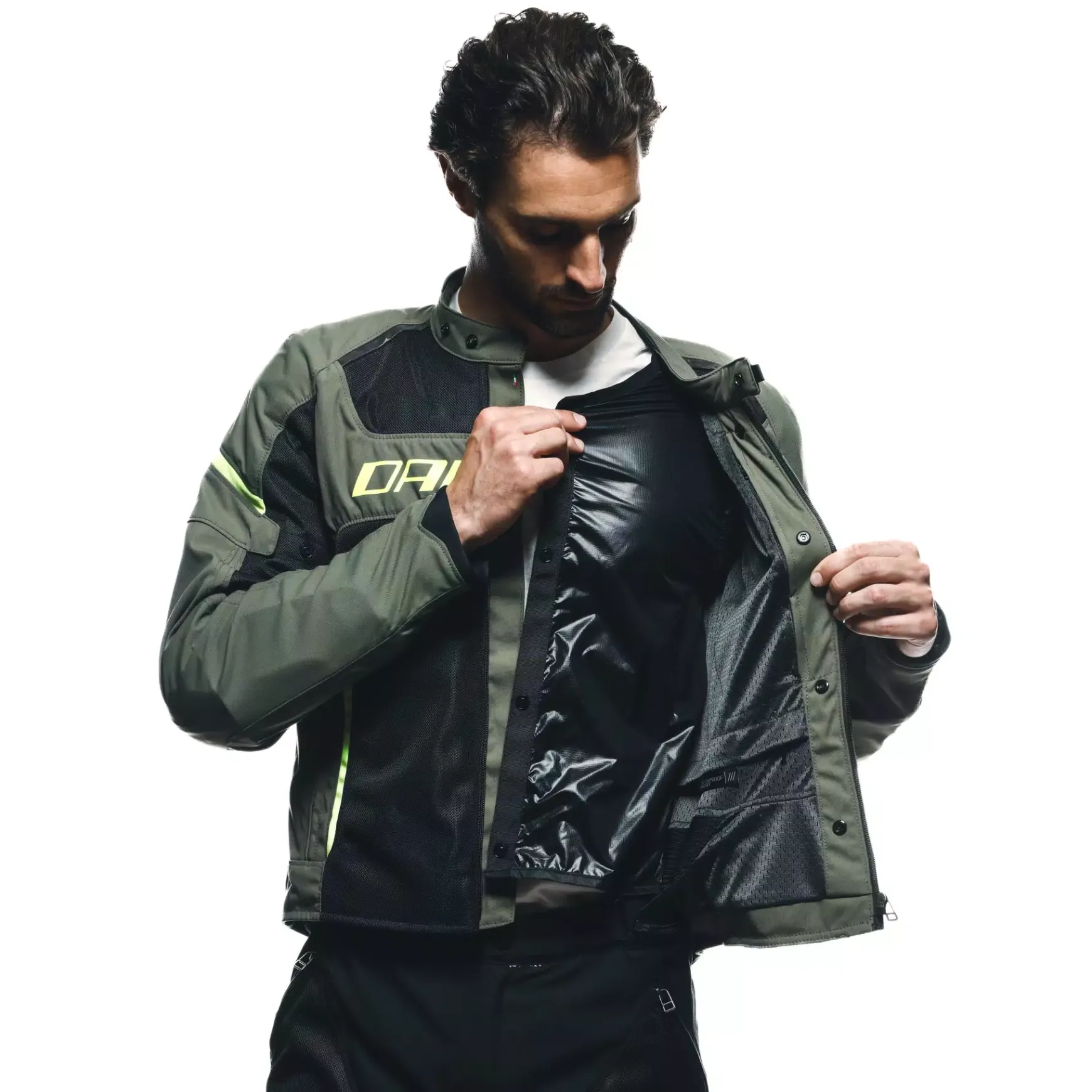 Dainese AIR FRAME 3 TEX JACKET ARMY GREEN/BLACK/FLUO YELLOW Online