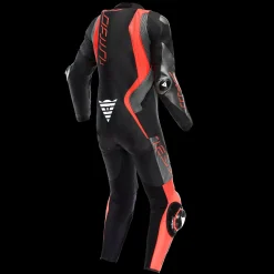 Dainese AUDAX D-ZIP 1PC PERF. LEATHER SUIT BLACK/RED-FLUO/ANTHRACITE