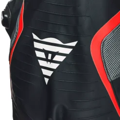Dainese AUDAX D-ZIP 1PC PERF. LEATHER SUIT BLACK/RED-FLUO/ANTHRACITE