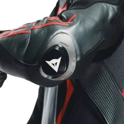 Dainese AUDAX D-ZIP 1PC PERF. LEATHER SUIT BLACK/RED-FLUO/ANTHRACITE