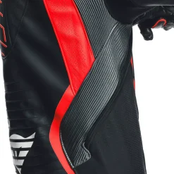 Dainese AUDAX D-ZIP 1PC PERF. LEATHER SUIT BLACK/RED-FLUO/ANTHRACITE