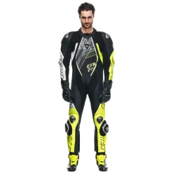 Dainese AUDAX D-ZIP 1PC PERF. LEATHER SUIT BLACK/YELLOW-FLUO/WHITE Outlet