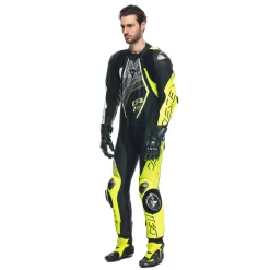 Dainese AUDAX D-ZIP 1PC PERF. LEATHER SUIT BLACK/YELLOW-FLUO/WHITE Outlet