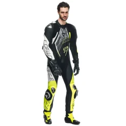 Dainese AUDAX D-ZIP 1PC PERF. LEATHER SUIT BLACK/YELLOW-FLUO/WHITE Outlet