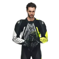 Dainese AUDAX D-ZIP 1PC PERF. LEATHER SUIT BLACK/YELLOW-FLUO/WHITE Outlet