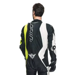 Dainese AUDAX D-ZIP 1PC PERF. LEATHER SUIT BLACK/YELLOW-FLUO/WHITE Outlet