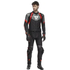 Dainese AVRO 4 LEATHER 2PCS SUIT BLACK/ANTHRACITE/RED-LAVA