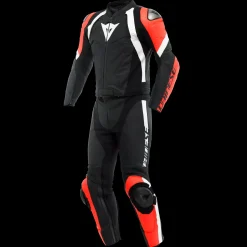 Dainese AVRO 4 LEATHER 2PCS SUIT BLACK-MATT/FLUO-RED/WHITE