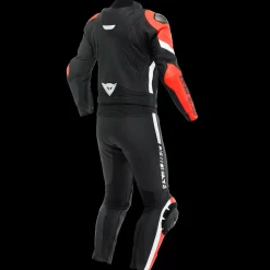 Dainese AVRO 4 LEATHER 2PCS SUIT BLACK-MATT/FLUO-RED/WHITE