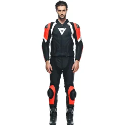 Dainese AVRO 4 LEATHER 2PCS SUIT BLACK-MATT/FLUO-RED/WHITE