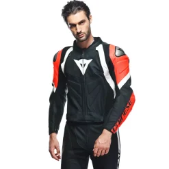 Dainese AVRO 4 LEATHER 2PCS SUIT BLACK-MATT/FLUO-RED/WHITE