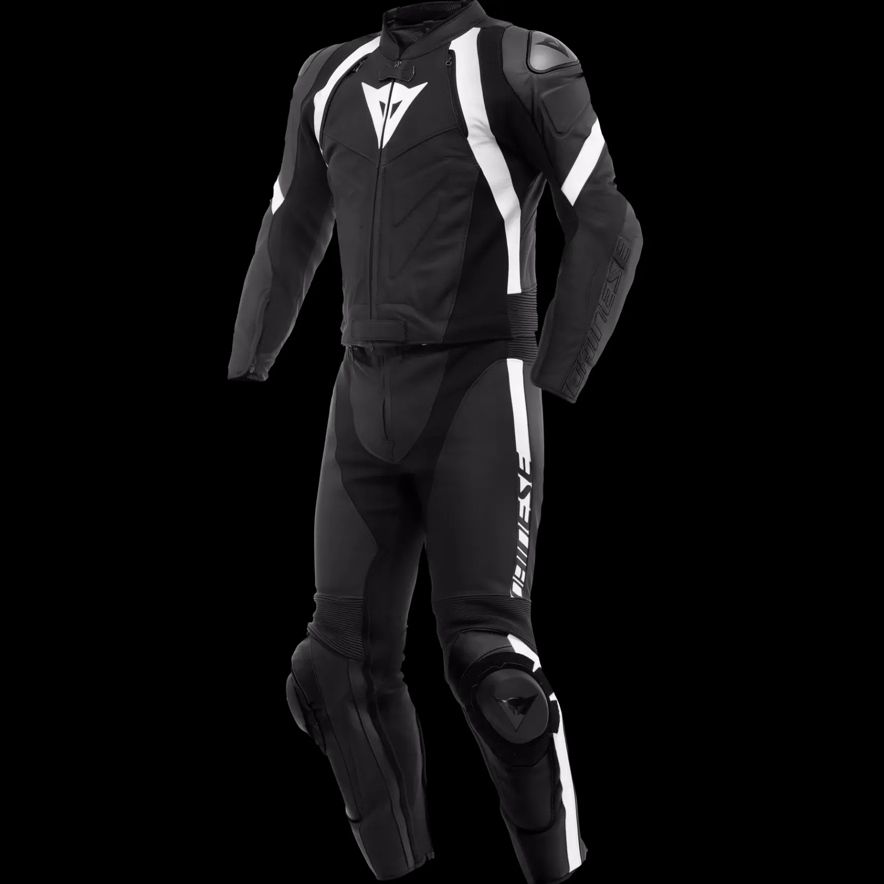 Dainese AVRO 4 LEATHER 2PCS SUIT S/T BLACK-MATT/BLACK-MATT/WHITE Hot
