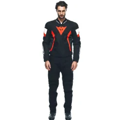 Dainese AVRO 5 TEX JACKET BLACK/RED-FLUO/WHITE