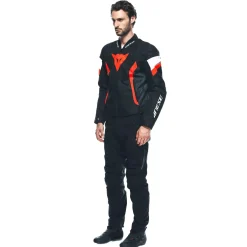 Dainese AVRO 5 TEX JACKET BLACK/RED-FLUO/WHITE