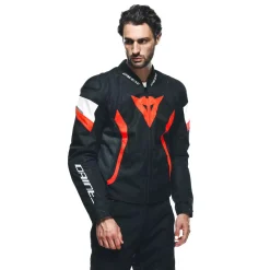 Dainese AVRO 5 TEX JACKET BLACK/RED-FLUO/WHITE