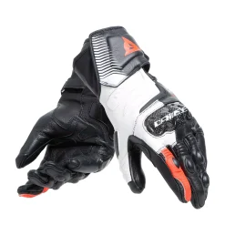 Dainese CARBON 4 LONG LADY LEATHER GLOVES BLACK/WHITE/FLUO-RED Sale