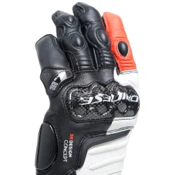Dainese CARBON 4 LONG LADY LEATHER GLOVES BLACK/WHITE/FLUO-RED Sale