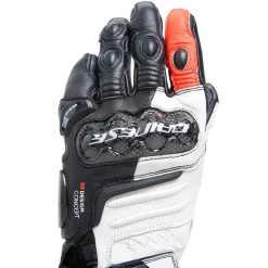 Dainese CARBON 4 LONG LADY LEATHER GLOVES BLACK/WHITE/FLUO-RED Sale