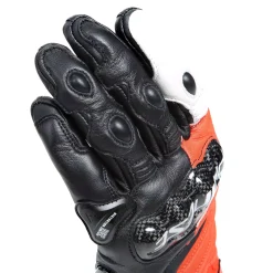 Dainese CARBON 4 LONG LEATHER GLOVES BLACK/FLUO-RED/WHITE Discount