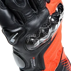 Dainese CARBON 4 LONG LEATHER GLOVES BLACK/FLUO-RED/WHITE Discount