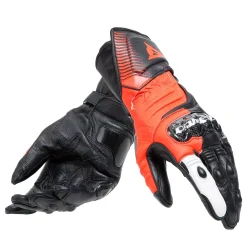 Dainese CARBON 4 LONG LEATHER GLOVES BLACK/FLUO-RED/WHITE Discount