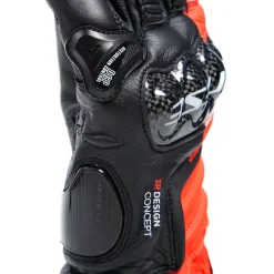 Dainese CARBON 4 LONG LEATHER GLOVES BLACK/FLUO-RED/WHITE Discount