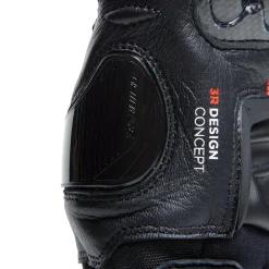 Dainese CARBON 4 SHORT LEATHER GLOVES BLACK/FLUO-RED New