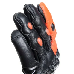 Dainese CARBON 4 SHORT LEATHER GLOVES BLACK/FLUO-RED New