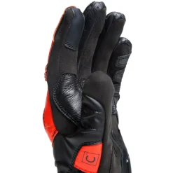 Dainese CARBON 4 SHORT LEATHER GLOVES BLACK/FLUO-RED New