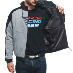 Dainese DAEMON-X SAFETY HOODIE FULL ZIP MELANGE-GRAY/BLACK/RED-FLUO Discount