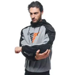 Dainese DAEMON-X SAFETY HOODIE FULL ZIP MELANGE-GRAY/BLACK/RED-FLUO Discount