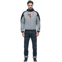 Dainese DAEMON-X SAFETY HOODIE FULL ZIP MELANGE-GRAY/BLACK/RED-FLUO Discount