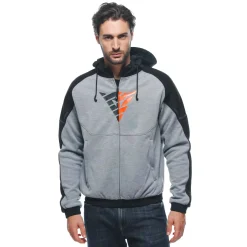 Dainese DAEMON-X SAFETY HOODIE FULL ZIP MELANGE-GRAY/BLACK/RED-FLUO Discount
