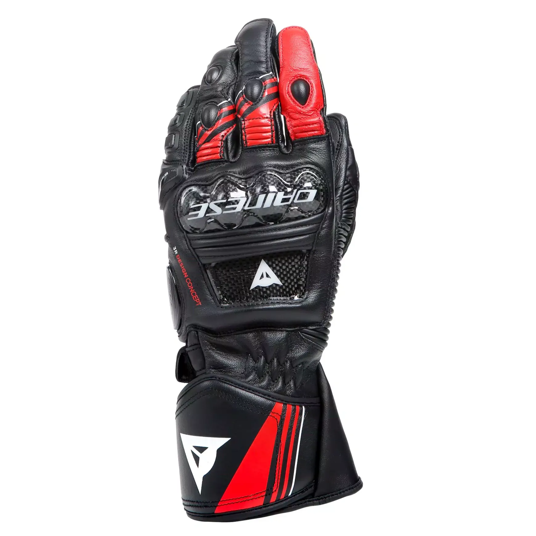 Dainese DRUID 4 LEATHER GLOVES BLACK/LAVA-RED/WHITE Clearance