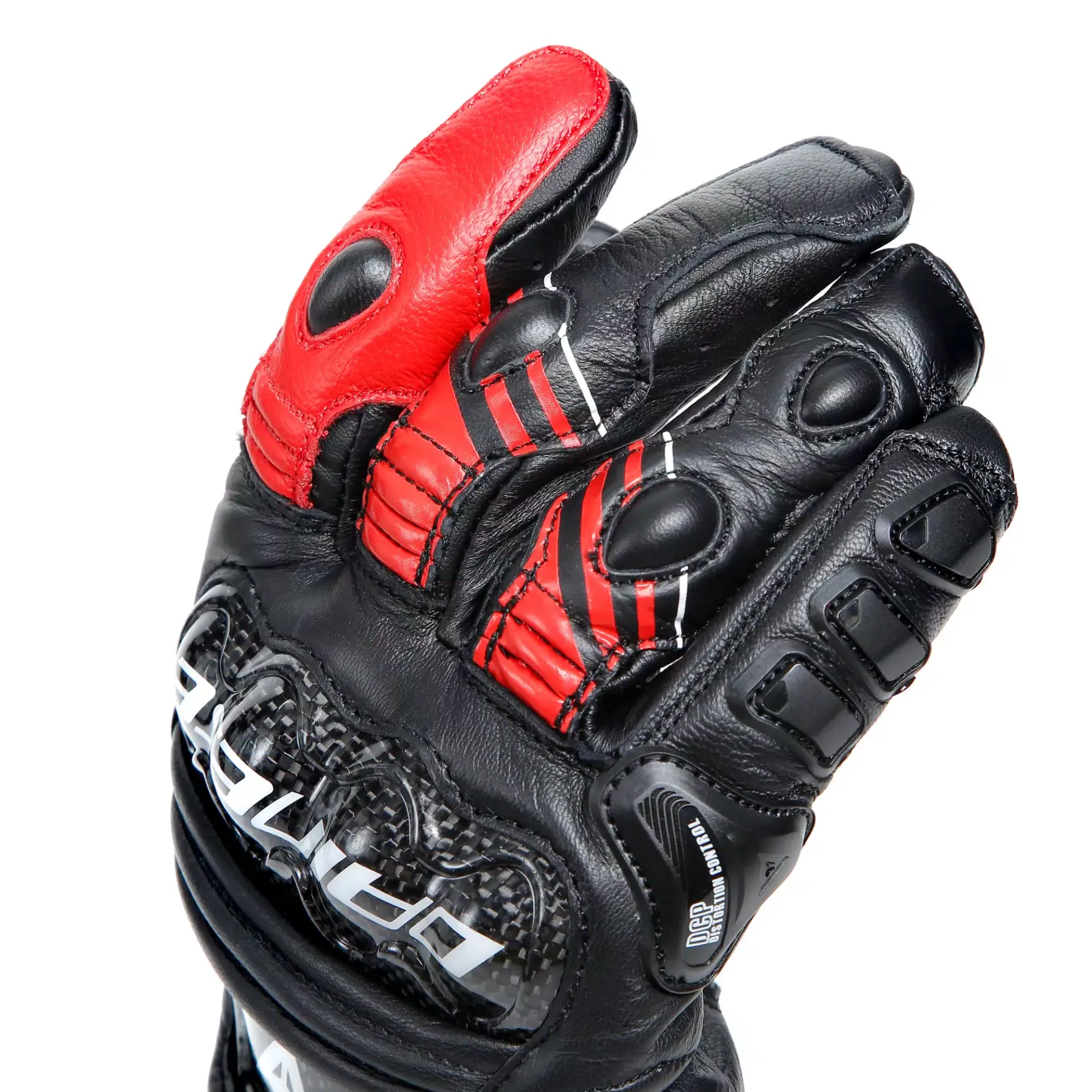 Dainese DRUID 4 LEATHER GLOVES BLACK/LAVA-RED/WHITE Clearance