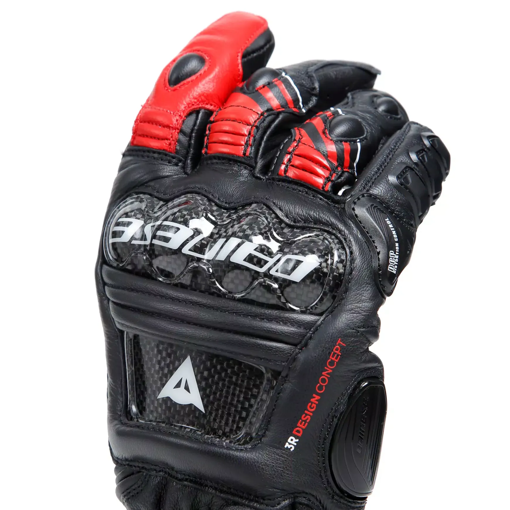 Dainese DRUID 4 LEATHER GLOVES BLACK/LAVA-RED/WHITE Clearance