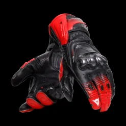 Dainese FIERO - MOTORRAD-RENNHANDSCHUH AUS LEDER BLACK/RED-LAVA/WHITE Clearance