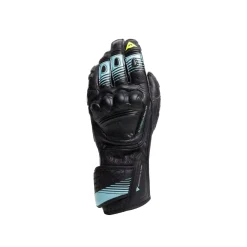 Dainese FIERO - MOTORRAD-RENNHANDSCHUH AUS LEDER BLACK/WATER/YELLOW FLUO Sale