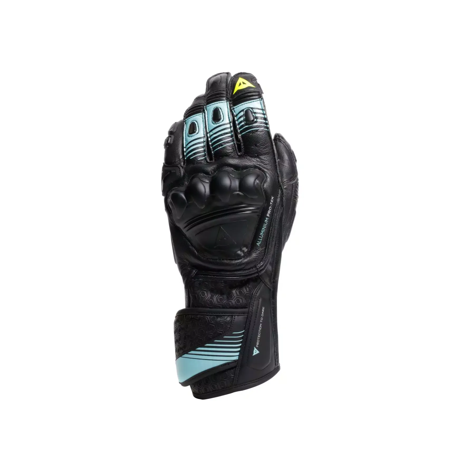 Dainese FIERO - MOTORRAD-RENNHANDSCHUH AUS LEDER BLACK/WATER/YELLOW FLUO Sale