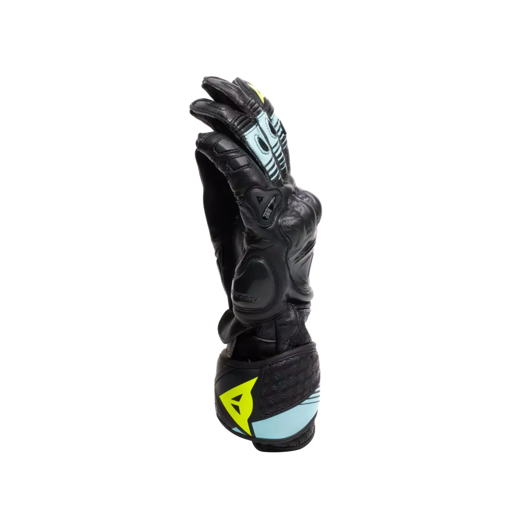 Dainese FIERO - MOTORRAD-RENNHANDSCHUH AUS LEDER BLACK/WATER/YELLOW FLUO Sale