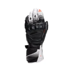 Dainese FIERO - MOTORRAD-RENNHANDSCHUH AUS LEDER BLACK/WHITE/RED-FLUO
