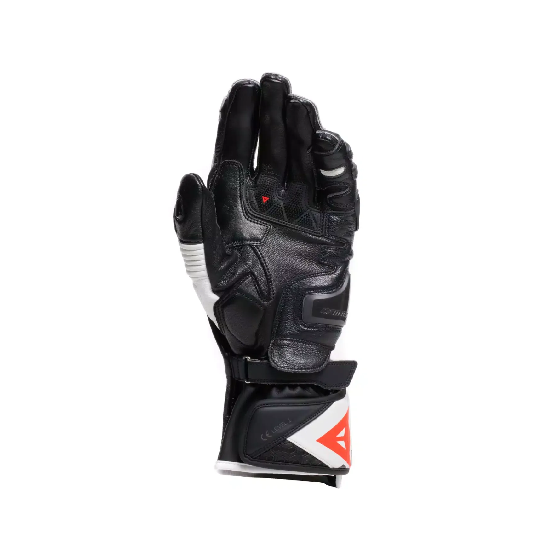 Dainese FIERO - MOTORRAD-RENNHANDSCHUH AUS LEDER BLACK/WHITE/RED-FLUO