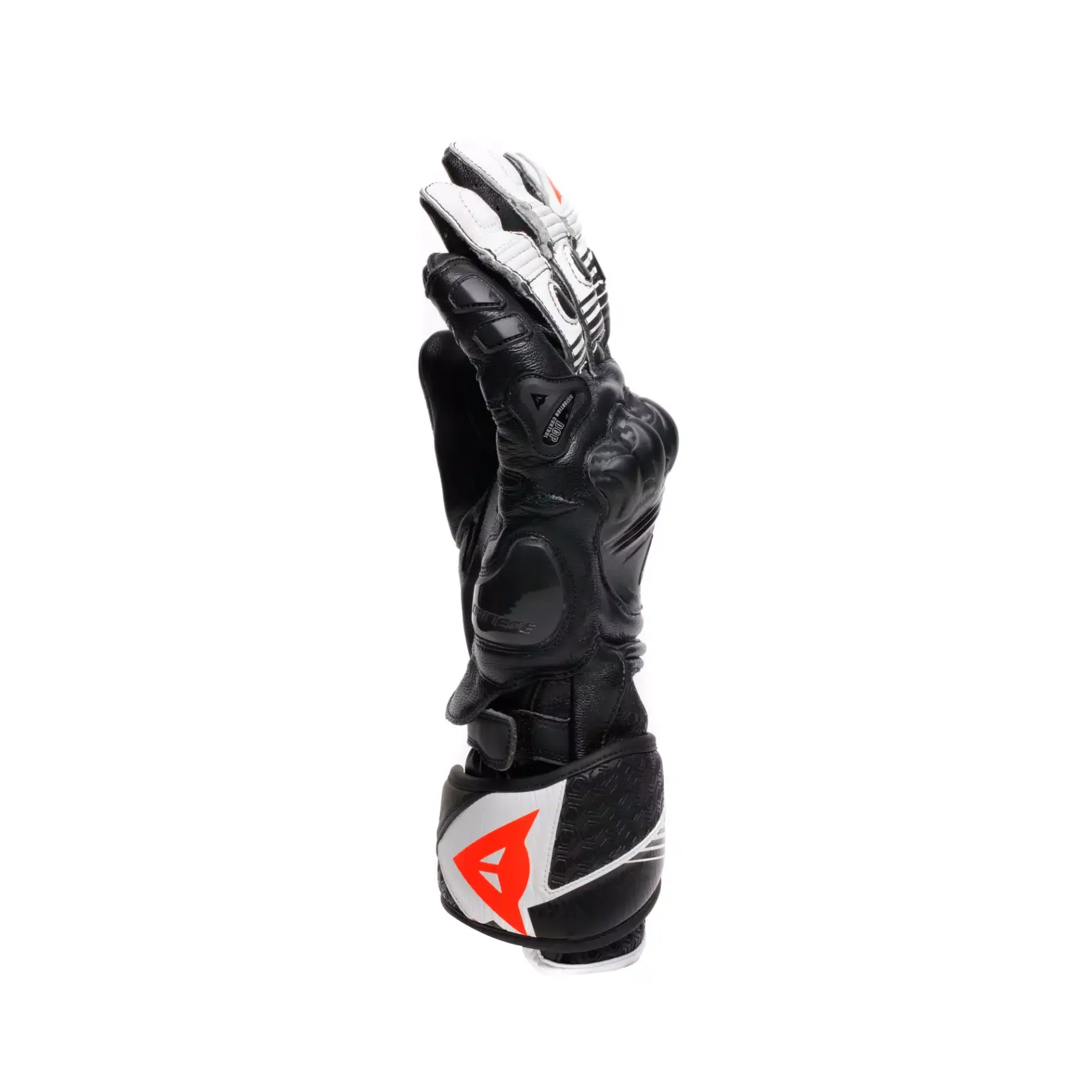 Dainese FIERO - MOTORRAD-RENNHANDSCHUH AUS LEDER BLACK/WHITE/RED-FLUO