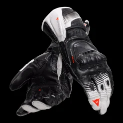 Dainese FIERO - MOTORRAD-RENNHANDSCHUH AUS LEDER BLACK/WHITE/RED-FLUO
