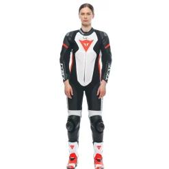 Dainese GROBNIK LADY LEATHER 1PC SUIT PERF BLACK/WHITE/FLUO-RED