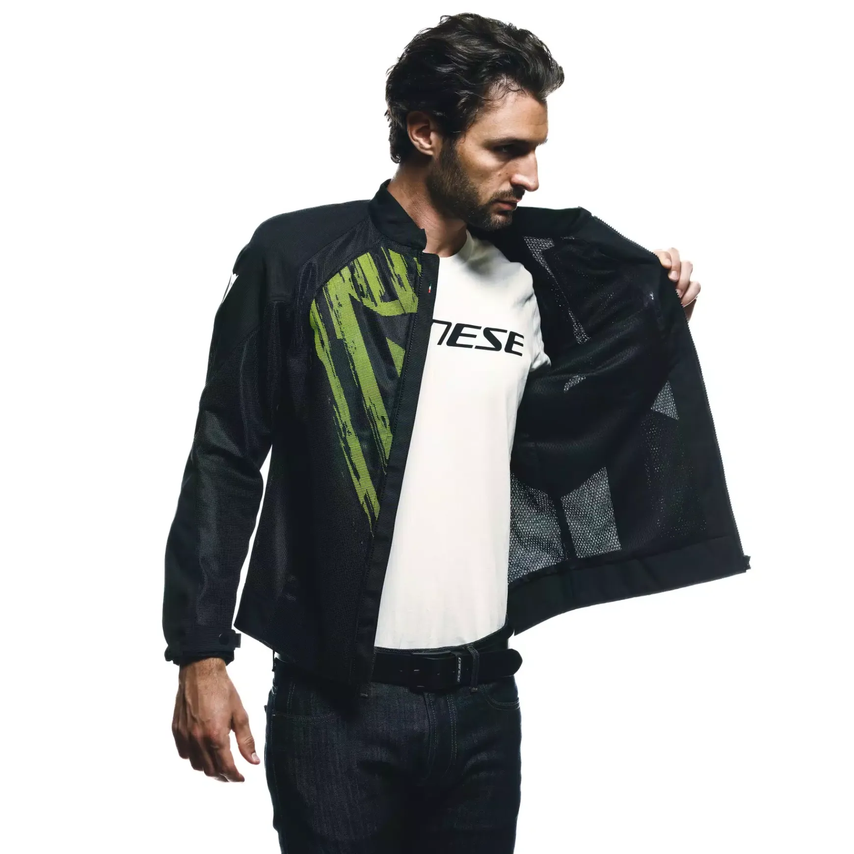 Dainese HEROSPHERE AIR - MOTORRADJACKE SOMMER HERREN BLACK/FLUO YELLOW TARMAC Online