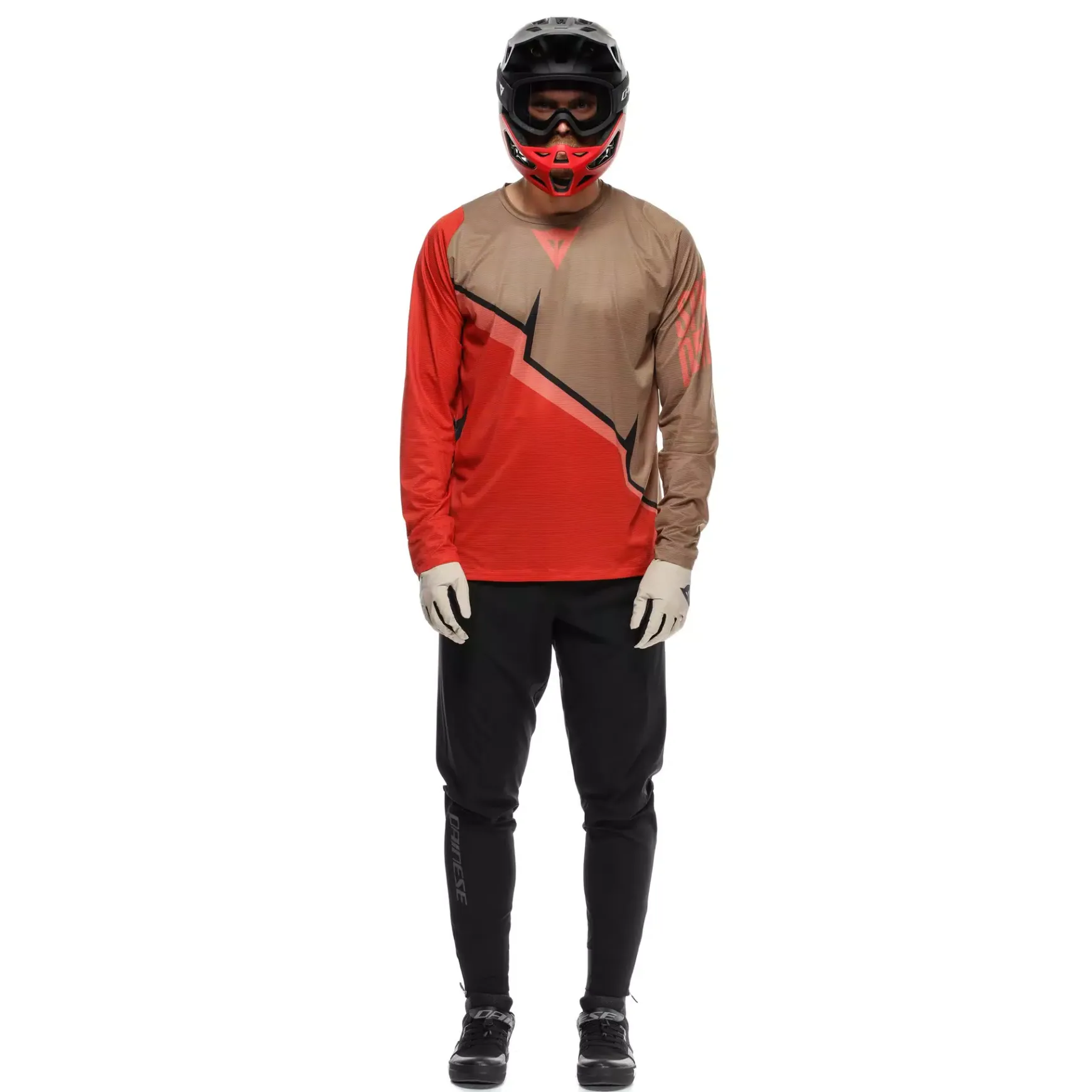 Dainese HG AER JERSEY LS - HERREN LANGARM-BIKE-SHIRT RED/BROWN/BLACK Sale