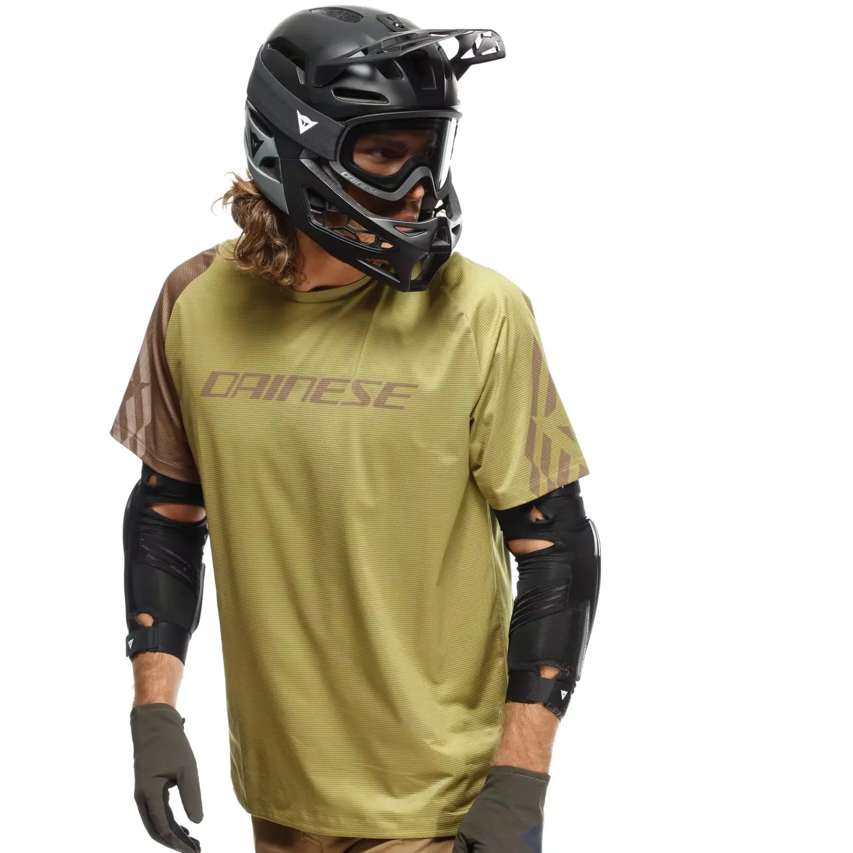 Dainese HG AER JERSEY SS - HERREN KURZARM-BIKE-SHIRT AVOCADO OIL/BROWN/TAUPE Best