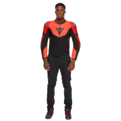 Dainese IPERATTIVA - HERREN-MOTORKRADJACKE AUS LEDER UND STOFF RED-FLUO/BLACK Online