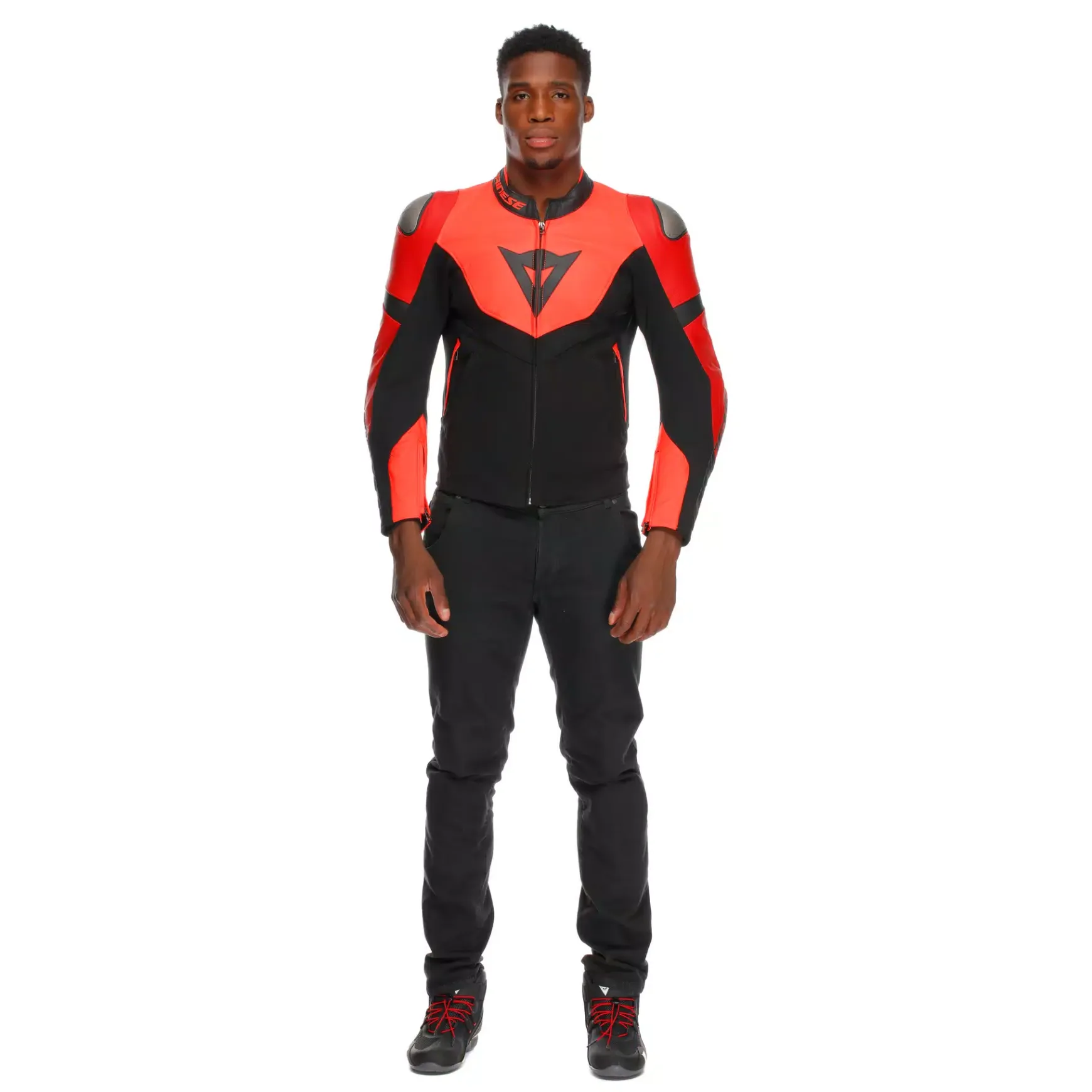 Dainese IPERATTIVA - HERREN-MOTORKRADJACKE AUS LEDER UND STOFF RED-FLUO/BLACK Online